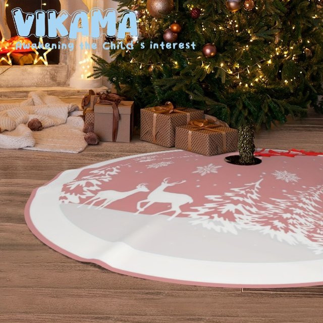 VIKAMA Weihnachtsbaum Rock Set mit Rentier-Motiv in Rosa für Weihnachtsfeier und Neujahr Dekoration - Bild 1