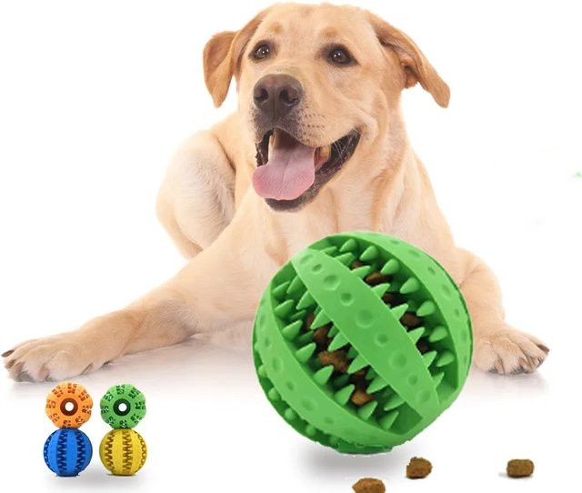 Interaktives Hundespielzeug aus Gummi, Kauspielzeug zur Zahnreinigung, Hundeball - Bild 1