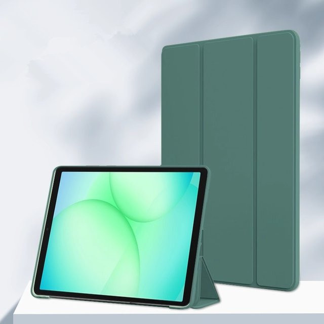 Samsung Galaxy Tab A11 8,7 Zoll Hülle mit Klappständer in Grün aus PU Silikon und TPU für SM-X130 SM-X133 X135N/G - Bild 1