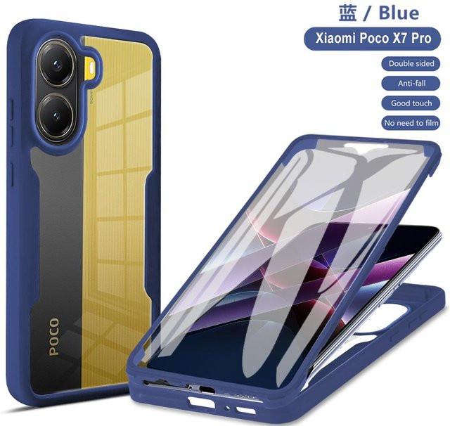 Transparente 360° Vollkörper Schutzhülle für Xiaomi Poco X7, stoßfeste Hartschalenabdeckung mit Displayschutz, Farbe: Transparent - Bild 1