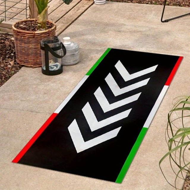 VIKAMA Motorradmatte Italienische Flagge Chevron im Retro-Stil aus Kristall-Samt, rutschfest, multicolour - Bild 1