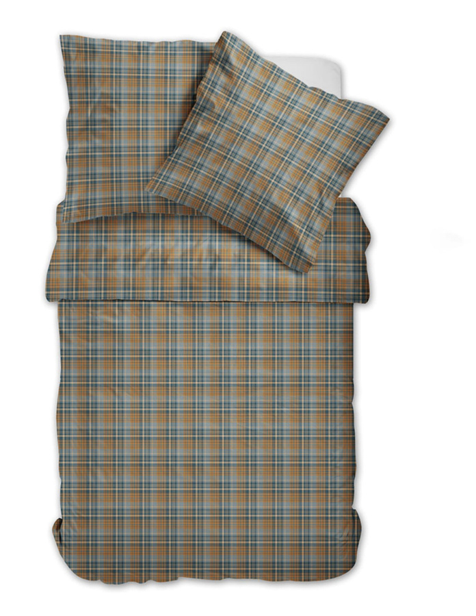 Dormabell Flanell Bettwäsche aus Baumwolle Karo Blau Sand B/H: 155 x 220 cm mit Kissenbezug 80 x 80 cm - Bild 1