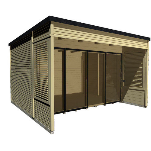 WEKA Gartenhaus Cubilis 2.0 aus Massivholz in Beige mit Flachdach B/H/T: 388 x 249 x 380 cm - Bild 2