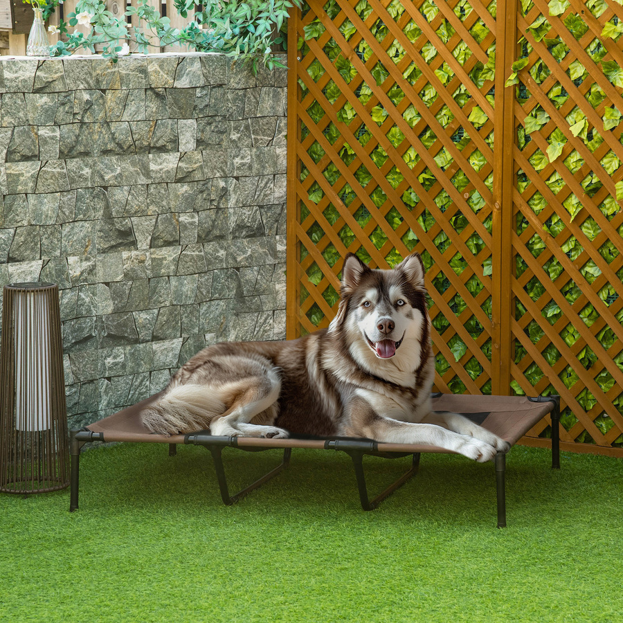 PawHut Hundeliege Outdoor aus Metall und Oxford-Gewebe, braun, B/H/L: 92 x 23 x 122 cm - Bild 2