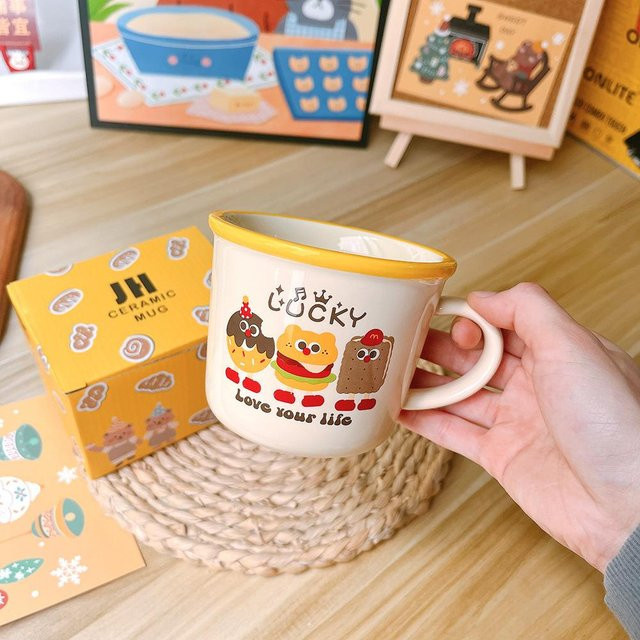 Yiran bag Keramiktasse Burger Cartoon Design in Weiß, 301-400 ml - Bild 1