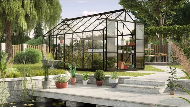 Vitavia Gewächshaus Uranus 11500 in Schwarz mit 11,5 m² Fläche, Aluminiumrahmen und Sicherheitsglas - Bild 1