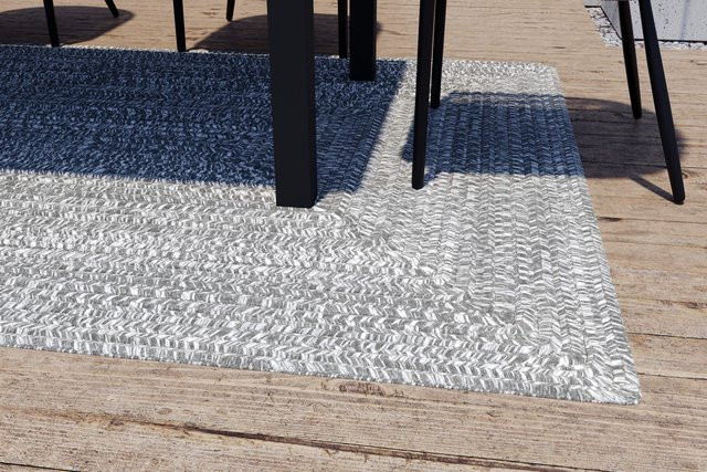 OUTFLEXX Harmony Outdoor Teppich Aluminium-White aus recyceltem PET-Garn mit Flechtmuster, B: 160 cm, T: 240 cm - Bild 1