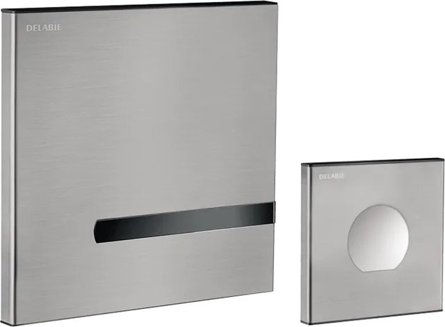 Delabie TEMPOMATIC WC-Druckspüler mit dualer Steuerung, Unterputz-Ausführung, 3/4 Zoll, Farbe: Silber, Material: Edelstahl - Bild 1