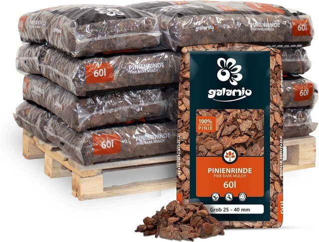 Galamio Rindenmulch Pinie Grob in Braun mit 60 l pro Sack (12er Palette) - Bild 1