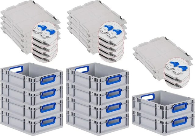 PROREGAL Spar Set 10x Eurobox Nextgen Color mit Scharnierdeckel und Schiebeschnappverschlüssen in Blau, H x B x T: 12 x 30 x 40 cm - Bild 1