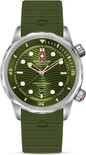 Swiss Military Hanowa Armbanduhr, Quarz, Edelstahl, Grün, 43 mm, Herren - Bild 1