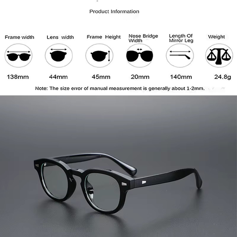 Cs Cojos Korrektionsbrille, Vollrand, Rund, Acetat, Schwarz, Unisex - Bild 2