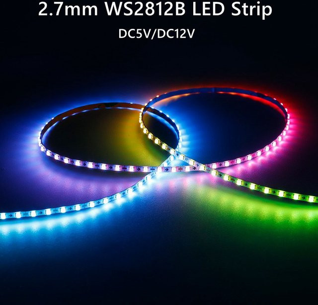 TNALANT WS2812B LED-Streifen RGBIC mit ultra schmaler weißer Leiterplatte, 160 LEDs/m, 2020 SMD, individuell adressierbare Smart Pixel-Leuchte - Bild 1