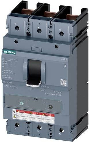 Siemens 3VA5330-5EC31-1AA0 Leistungsschalter, Farbe: Grau, Einstellbereich Strom: 300 - 300A, B/H/T: 13,8 x 24,8 x 11,0 cm - Bild 1