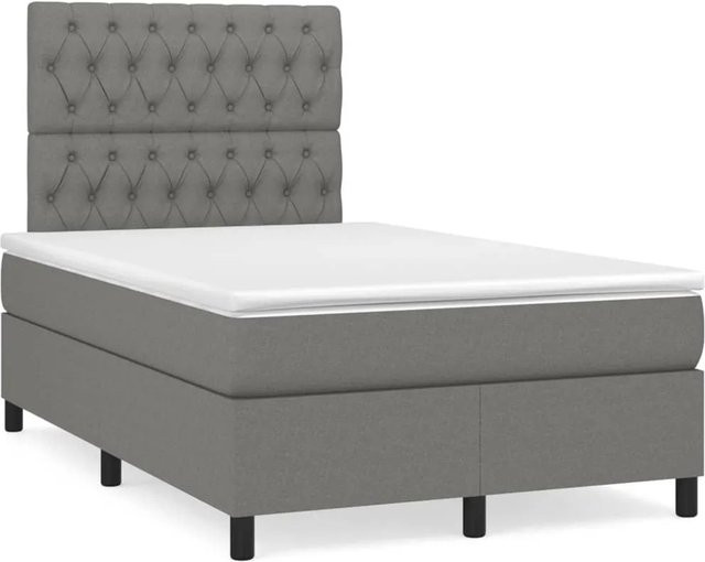vidaXL Boxspringbett mit Matratze Dunkelgrau B/T/H: 120 x 200 x 128 cm - Bild 1