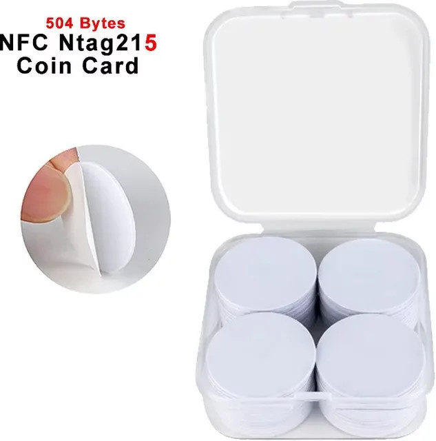 5YOA Ntag215 NFC Münzen Klebekarten in Weiß, 13,56 MHz, 504 Bytes, ISO/IEC 14443 A, Durchmesser: 25 mm, wasserdichtes PVC - Bild 1