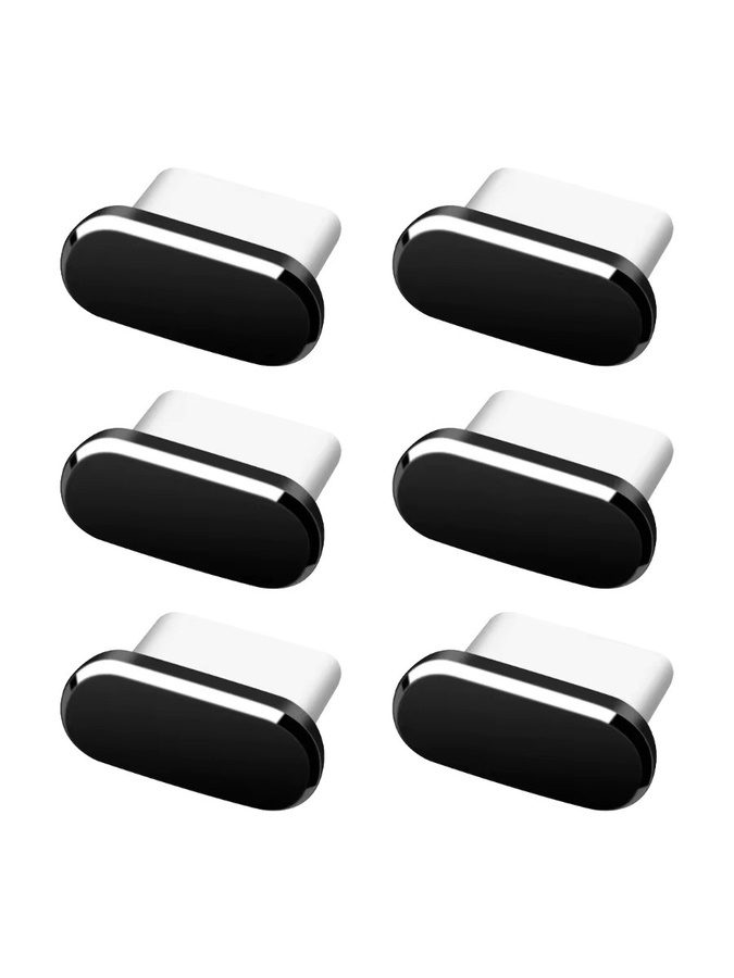 6-teiliges Anti-Staub-Set für USB-C Anschlüsse in Schwarz und Silber - Bild 3