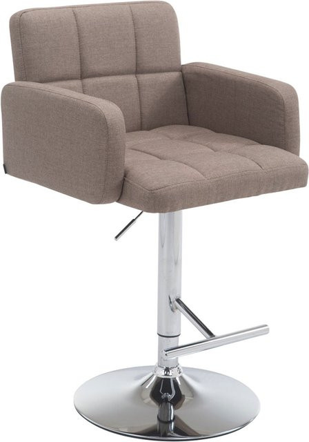 TPFLiving Barhocker Lausanne mit Chromoptik Metallgestell und Stoffbezug in Taupe/Beige - Bild 1