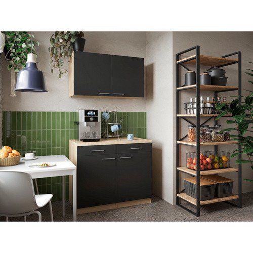 Respekta Küchenmöbel-Set Merle Modern in Schwarz mit Soft-Close-Türen und Schubladen, B/H/T: 100 x 200 x 60 cm - Bild 3