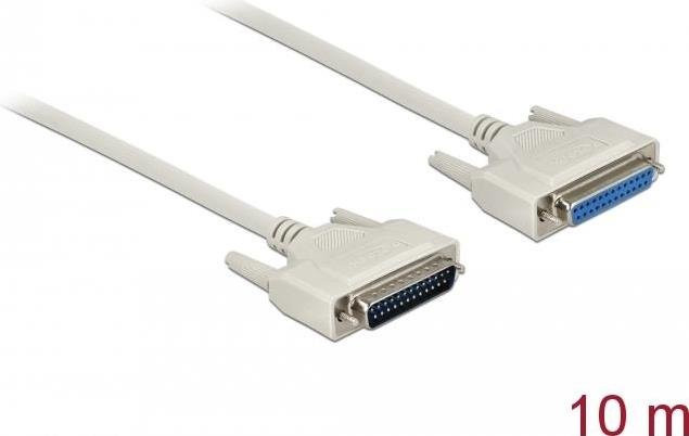 Delock Serielles Kabel DB-25 (M) zu DB-25 (W) mit Daumenschrauben, beige, Länge: 10,0 m - Bild 1