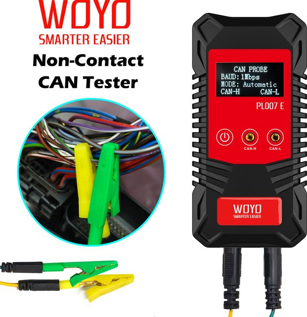 WOYO Kontaktloser CAN-BUS-Tester in Schwarz zur direkten Datenauslesung ohne Drahtdurchtrennung mit automatischer Erkennung von CAN-H und CAN-L - Bild 1