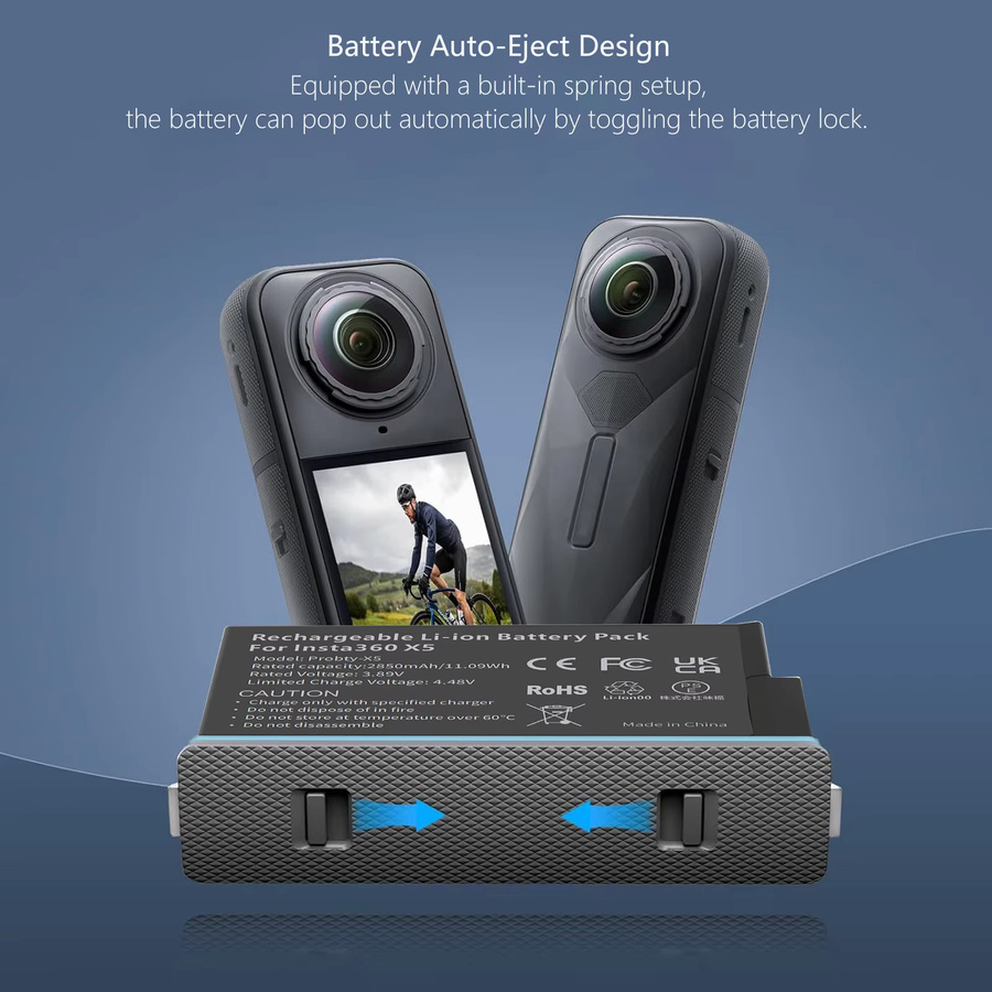 Insta360 X5 Zubehör Set mit 2850 mAh Batterie und LCD 2-Slot Schnellladebox in Schwarz - Bild 3
