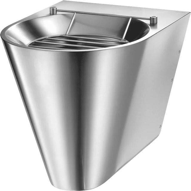 Delabie Fäkalienausguss XL S wandhängend aus Edelstahl in Silber, B/T/H: 57,5 x 48,5 x 44,5 cm - Bild 1