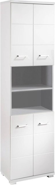 Hochschrank NEBRASKA byLIVING für das Badezimmer, Weiß Hochglanz, B/H/T: 50 x 192 x 31,5 cm - Bild 1
