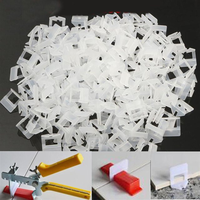 Bauwerk Fliesen Nivelliersystem Set mit 100 Clips und Keilen für Keramikfliesen bei Wand und Boden - Bild 1