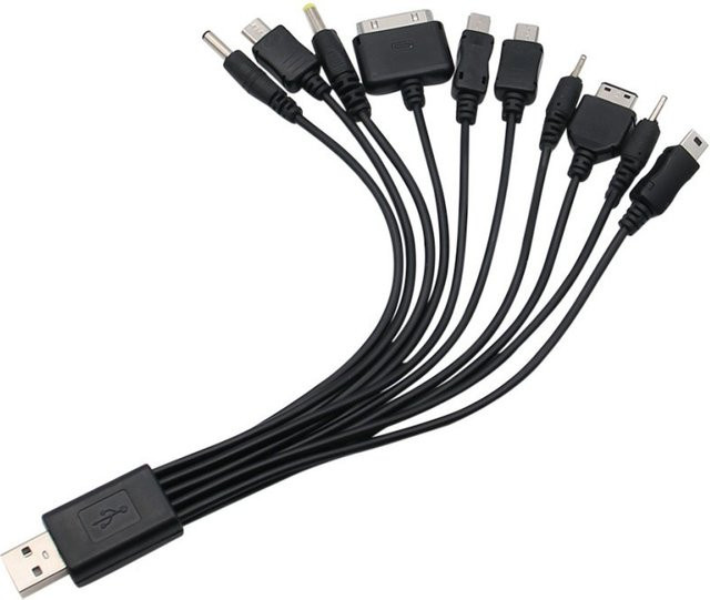 SAFENH 10-in-1 Multifunktions-USB-Datenübertragungskabel als universeller Multi-Pin-Ladegerät-Adapter in Schwarz - Bild 1