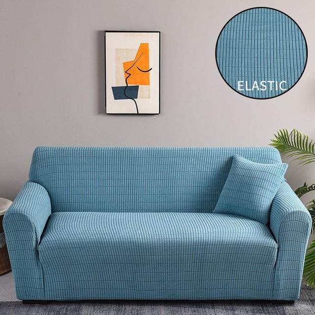 Rutschfester und elastischer Sofabezug von Your Warm Home in Blau, Jacquard-Stoff für 1-Sitzer, Breite: 90-140 cm - Bild 1