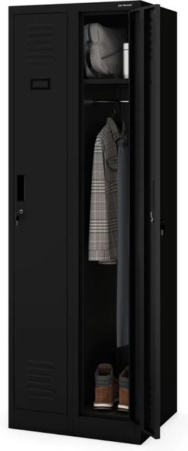JAN NOWAK Umkleideschrank KACPER Spind mit 2 Abteilen in Schwarz, H: 180 cm, B: 60 cm, T: 50 cm - Bild 1