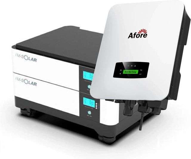 Afore AF3.6K-SL 1-Phasiger Hybrid-Wechselrichter 3.6kW mit 50kWh LiFePO4 Stapel-Batteriespeicher in Weiß - Bild 1