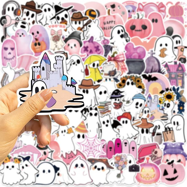 100 Stück Cartoon Halloween Geist Graffiti Aufkleber wasserfest DIY Aufkleber in Multicolor von AnimeWorlds Store - Bild 1