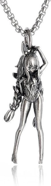 Benicetees Halskette mit Anime-Mecha-Anhänger, Silber, Unisex - Bild 1