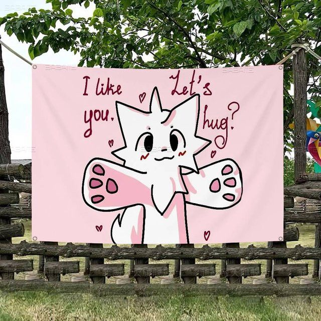Potdemiel Boykisser Silly Cat Hängeflagge aus Polyester in Pink - Bild 1