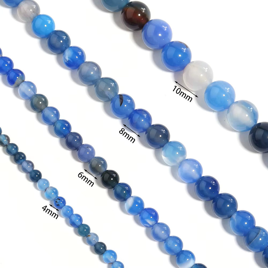 lingsai Natursteinperlen, blaue Achat, rund - Bild 6