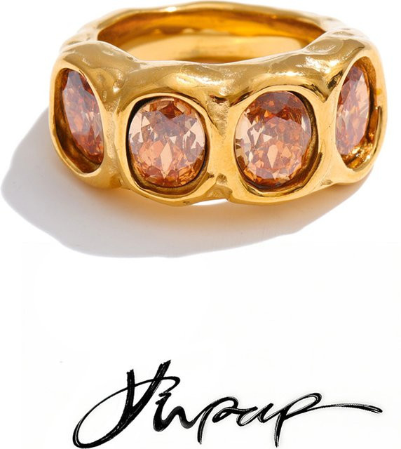 Yhpup Ring Edelstahl, Zirkonia, Silber, Größe 678, Unisex - Bild 1