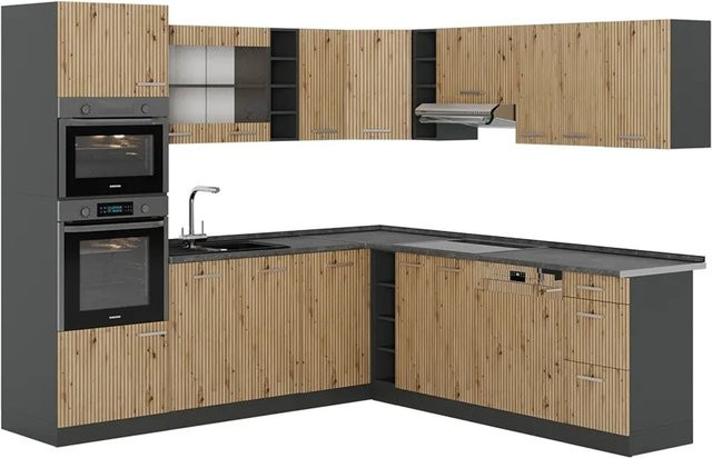 Vicco R-Line Eckküche Artisan Eiche und Anthrazit modern B/T/H: 237 x 247 cm - Bild 1