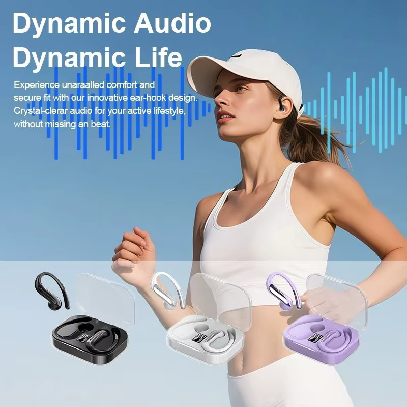 Lenovo Neue K60 Bluetooth-Kopfhörer Over-Ear und Open-Ear in Purple mit digitalem Display - Bild 3