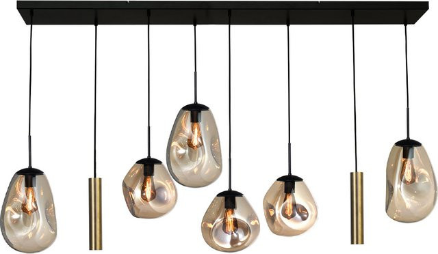 Masterlight Lava 6/2 Pendelleuchte 8-flammig in Gold/Messing mit Glas in Gold Fumé - Bild 1