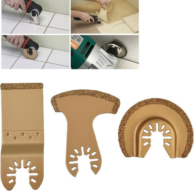 Vibratite 3er-Set Diamant-Sägeblätter für Multitools zum Schleifen von Stein, Fliesen und Keramik in Gold - Bild 1