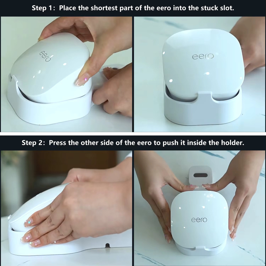 Wandhalterung für Eero Mesh Router in Weiß mit Kabelaufbewahrungsfunktion zur platzsparenden Montage - Bild 4