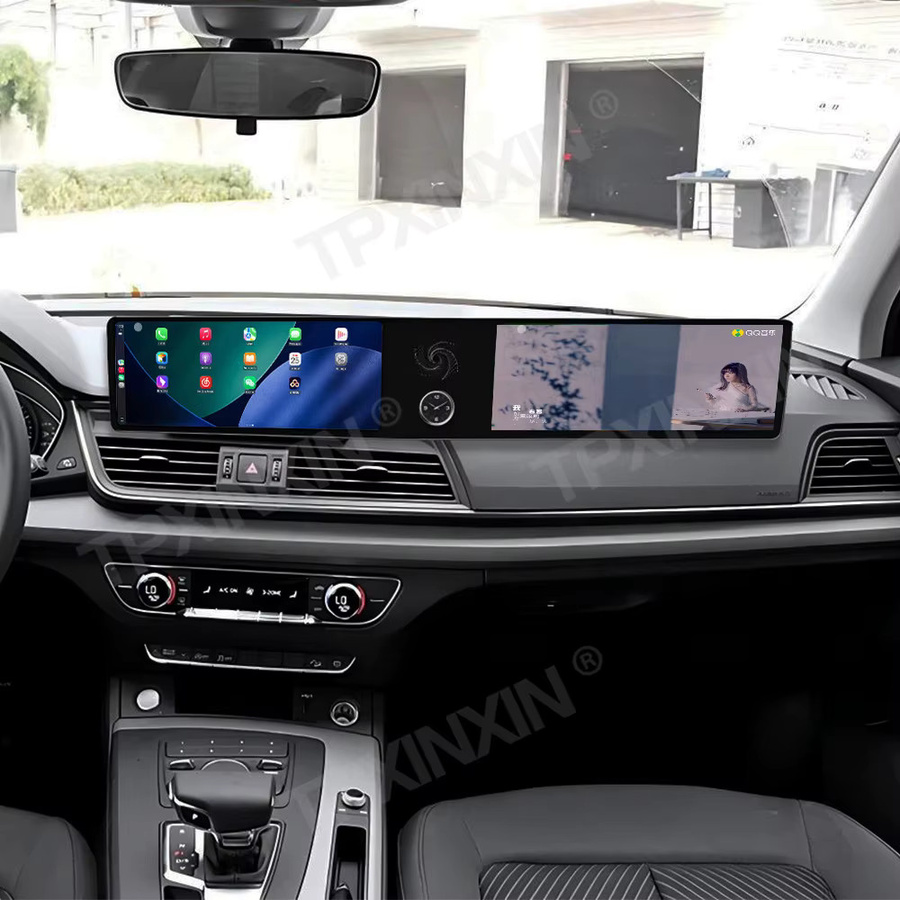 TPXINXIN Dual-Screen Autoradio mit Qualcomm 12,3 Zoll Display für Audi Q5, Android Auto und CarPlay mit GPS, Schwarz - Bild 2