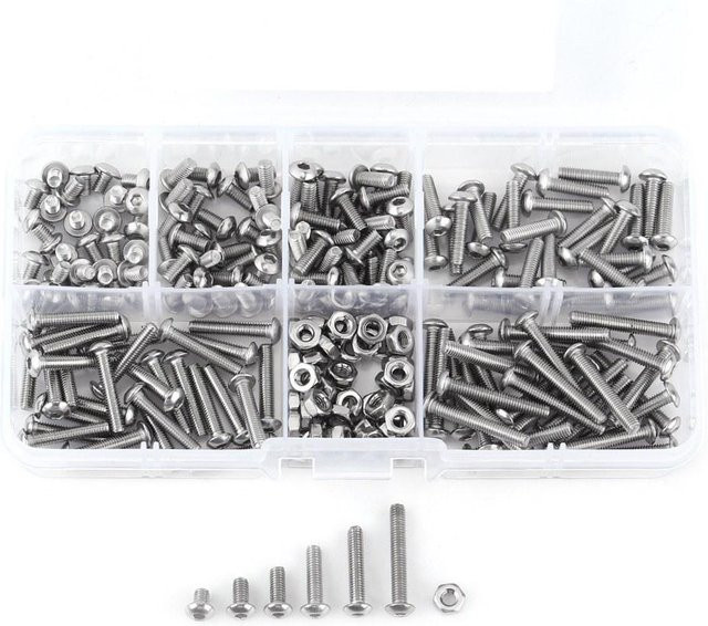 Meterk 230-teiliges Set aus M3 Innensechskantschrauben mit Linsenkopf, Bolzen und Muttern aus Edelstahl SS304 in Silber - Bild 1