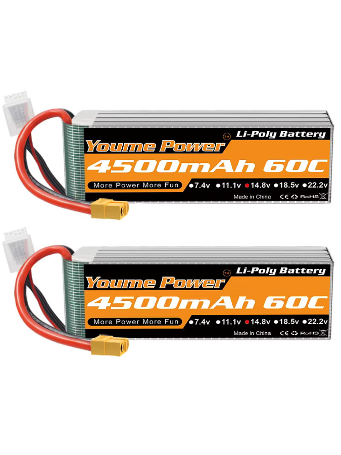 Youme 4S LiPo Akku 14,8 V 4500 mAh 60C mit XT60 und EC5 Anschlüssen für RC FPV Flugzeuge, Drohnen, Racing-Boote und Autos - Bild 7