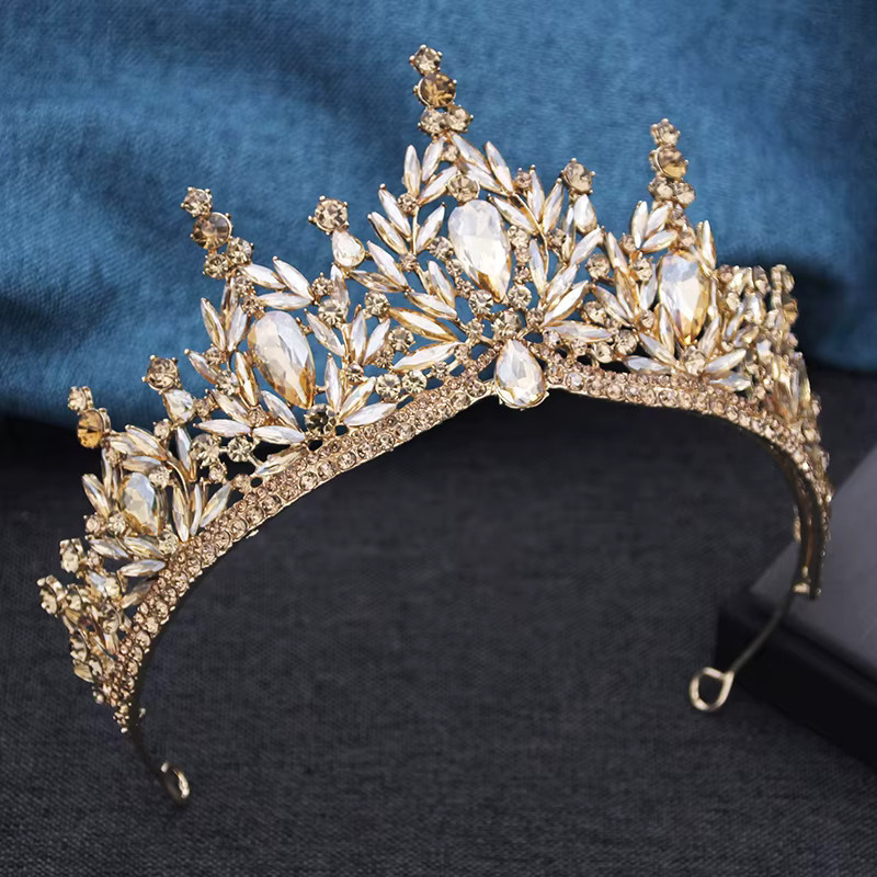 Cenmon Schmuck-Set, Tiara, Ohrringe, Halskette, Champagner-Kristall, Damen - Bild 2