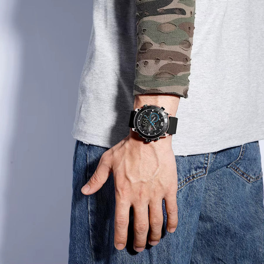 NAVIFORCE Armbanduhr, Quarz, Analog-Digital, Silikon, Schwarz, Herren - Bild 2