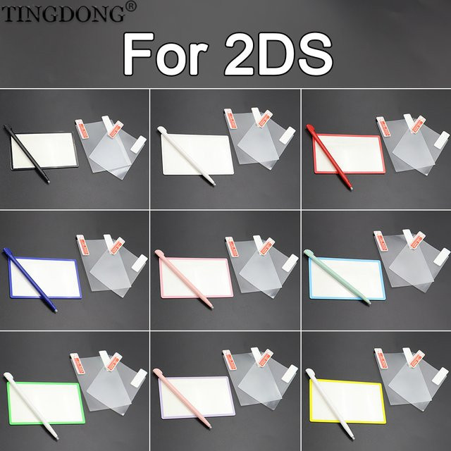 TingDong Ersatz-LCD-Bildschirmglas für Nintendo 2DS in Blau inklusive Displayschutzfolie und Stylus-Stift - Bild 1