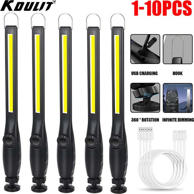 KDULIT USB aufladbare LED Taschenlampe mit COB-Licht und Magnet, tragbare Camping-Arbeitsleuchte in Schwarz - Bild 1
